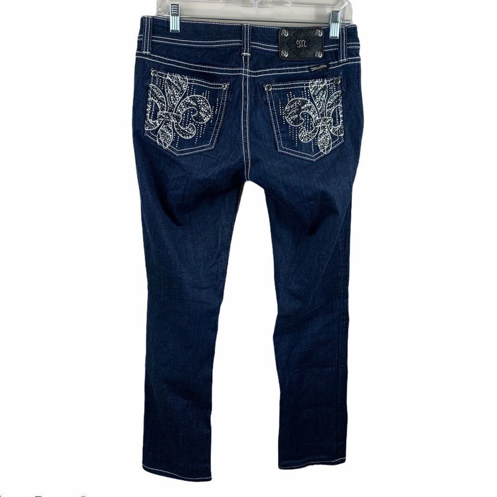 Miss Me easy skinny size 26 dark wash fleur de lis